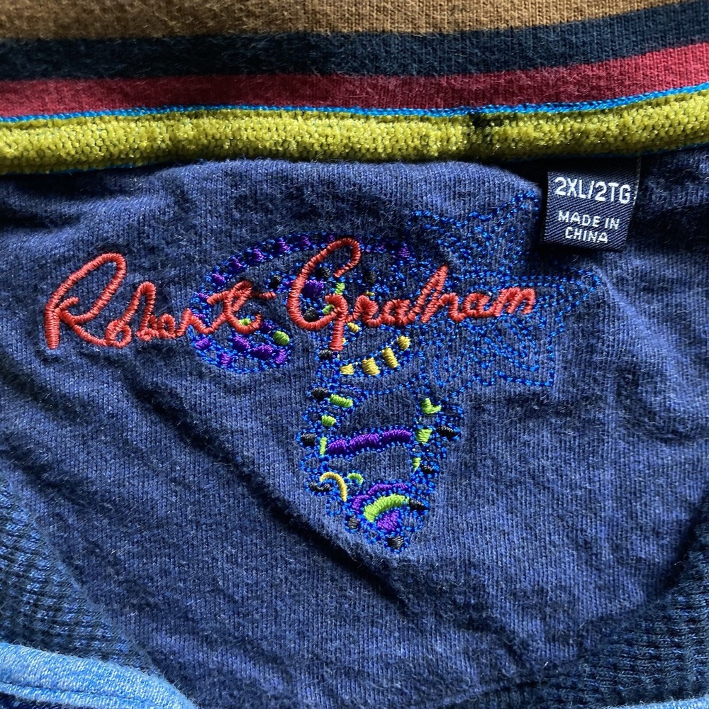 Robert Graham Mens 2XL Thermal Waffle Long Sleeve 1/4Zip Pullover Sweater Blue - Picture 7 of 16